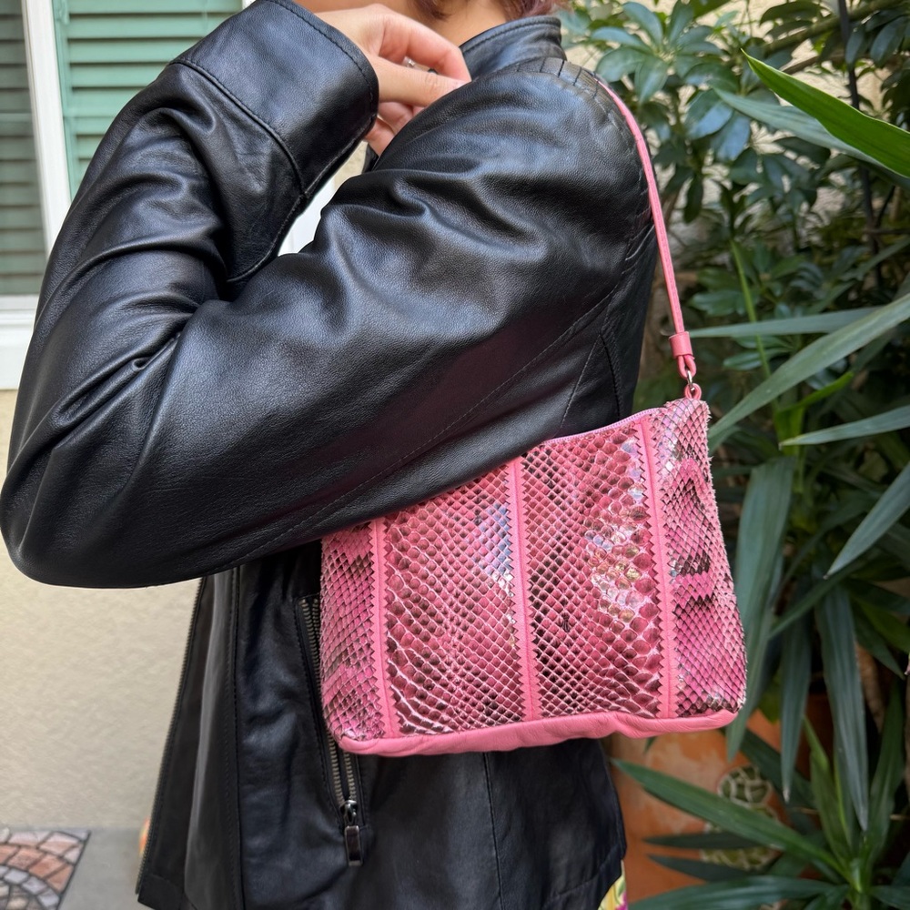 Vintage Pink Snakeskin/Leather Mini Shoulder Bag